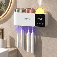 Stérilisateur de brosses à dents UV-C intelligent OEM personnalisé, diffuseur d'arômes, support de brosses à dents automatique avec 2 gobelets