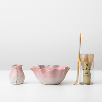 Kit de fouet à matcha personnalisé, ensemble de matcha, fouet en bambou, bol en céramique, ensemble de matcha rose