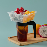 Tasses à thé jetables Hotpot Snack au lait Plateau à dessert aux fruits Gobelet en plastique 2 en 1 avec porte-bol et couvercle en plastique PP