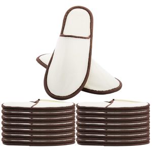 Pantoufles d'hôtel 5 étoiles de luxe écologiques en lin beige à bout ouvert, confortables et durables - Product Image 1