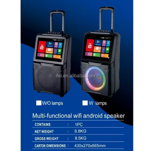 Haut-parleur portable karaoké avec écran TV Wi-Fi et 2 micros sans fil, compatible <span class=keywords><strong>YouTube</strong></span> - Product Image 4