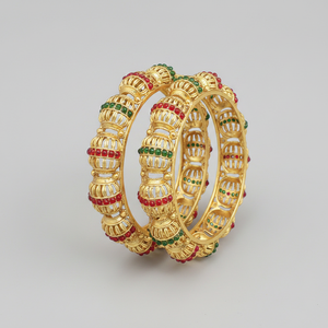 Premium Fine Pota Stone <b>Bangles</b> <b>Set</b> Elegant <b>Gold</b> Plated Traditional <b>Bangles</b> | Designer Ethnic Partywear Jewelry for Women - Product Image 2