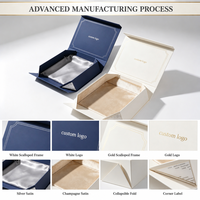 Boîte magnétique élégante en carton bleu rigide, boîte de rangement pliable de luxe avec ruban