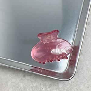 مشبك رأس بظهر بارد صيفي كوري من DOWELL بتصميم سمك القرش نصف متوسط مع إكسسوارات شعر مدون على شكل سمكة ذهبية لطيفة - Product Image 4