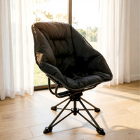 Chaise de camping pliable pivotante à 360 degrés, structure en acier, chaise lune doublée polaire, pour pique-nique, pêche, loisirs en extérieur, OEM