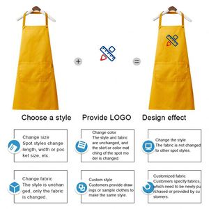 Custom Plainadjustable Water Resistant Printed Logo Black Polyester Cotton Cooking <b>Kitchen</b> <b>Aprons</b> for Women - Product Image 2