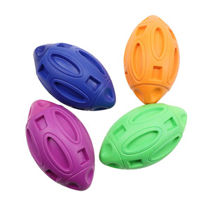 Pet Squeak Toys Durable Chewable Rubber Rugby Ball For Dogs Teeth Cleaning Dog <b>Bite</b> Resistant Toy In Stock - Product Image 1