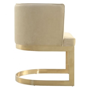 Siège de salle à manger en velours, cadre en acier inoxydable, plaqué <span class=keywords><strong>or</strong></span>, chaise <span class=keywords><strong>beige</strong></span>, base en acier inoxydable, couleur claire - Product Image 3
