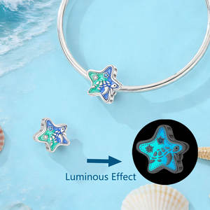Set de Abalorios de Esmalte Plateado con Temática Oceánica: Tortuga Marina, Estrella de Mar y Caballito de Mar para Pulseras DIY, Accesorios Luminosos - Product Image 3