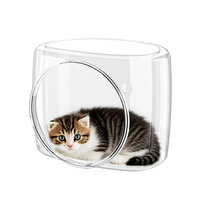 Transparentes Kunststoff-Haustierbett mit Großem Raum, Antihaftbeschichtung, Leicht zu Reinigen, Aufrollbare Kapsel für Katzen & Hunde Modell 8815