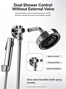Wandmontierter 2-in-1-Duschkopf mit selbstreinigender Düse und Handbrause-Kombi-Set mit Duscharm, Umsteller, Schlauch und Halterung - Product Image 3