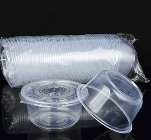 Disposable round lunch box thickened transparent takeaway household disposable plastic bowl