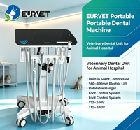 EURVET Unité Dentaire Vétérinaire Compresseur d'Air Silencieux Kit de Traitement Complet Hauteur Réglable Utilisation Facile Écologique