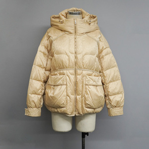 Veste matelassée en duvet d'oie dorée pour femmes, manteaux d'hiver, veste à capuche chaude à fermeture éclair - Product Image 1