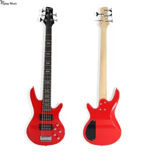 led Red colour guitar YBS-07 High quality uhf guitar electric guitar bass with 4 string basswood Body