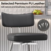 Tabourets de bar pivotants au design unique Tabouret de bar à hauteur de comptoir en similicuir rembourré noir à cadre métallique pour la cuisine
