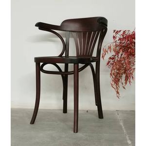 Chaise de salle à manger moderne Siège en bois naturel Chaise de salle à manger à café Chaises avec accoudoir en bois massif - Product Image 2