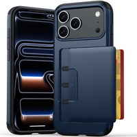 Nouvelle coque pour iPhone 18 Pro Max, style portefeuille, fente pour carte coulissante, coque de téléphone à bords doux, dos rigide en acrylique, minimaliste, solide