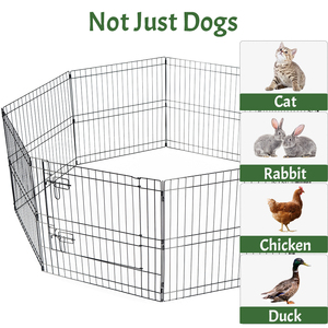 Kandang hewan peliharaan latihan logam dapat dilipat 8 Panel, pena bermain kelinci kucing anjing dengan penutup atas dan bantalan bawah pagar anjing untuk hewan kecil - Product Image 5