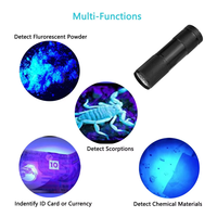 Mini Linterna UV de Aluminio con 9 LED de Luz Púrpura, Detector de Orina de Mascotas y Escorpiones, para Camping, con Fuente de Alimentación CC, Aleación de Aluminio