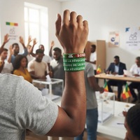 Bracelet en silicone personnalisé imprimé CMJN, vert et rouge du Sénégal, pour la promotion d'événements (vente en gros)