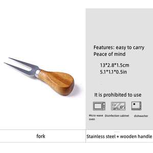 مجموعة أدوات الجبن من 4 قطع بمقبض خشبي من الفولاذ المقاوم للصدأ للبيع بالجملة ، موزع الجبن - Product Image 5