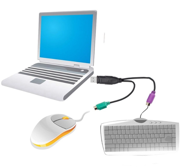USB to PS2 Adapter Cable, USB to Keyboard and Mouse Adapter Cable, USB Splitter with Chip