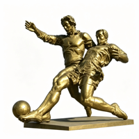 Sculpture de trophée de football en bronze coulé fait main, couleur or moderne, pour extérieur, OEM ODM, taille personnalisée, statue 3D d'équipe de football, décoration d'exposition