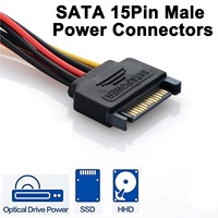 Premium 18AWG cobre SATA 15Pin macho a Dual 4Pin Molex IDE hembra Y Splitter Cable de alimentación para actualización HDD SSD