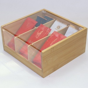 Caja de bambú de seis compartimentos para té/café, caja de bambú y madera para té/bocadillos, hecha a medida para exportación. - Product Image 1