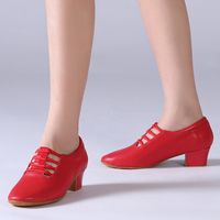 Chaussures de danse latine en cuir véritable, doublure en coton, talon plat confortable, pour salsa, bachata, danse sociale et formation des enseignants - Grande Vente