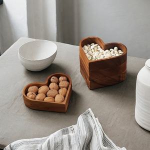 Plateau de service rectangulaire moderne en bois d'acacia avec glaçure craquelée naturelle, ensemble de 2 pièces, plateau de rangement pour collations, plateau à nourriture, plateau à bijoux - Product Image 6