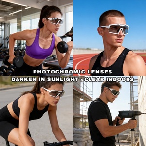 Sunglasses for Adults Anti-Scratch Anti-Wind Sports <b>Eyewear</b> With Blue and Red Lenses Safety Protection for Running - Product Image 4