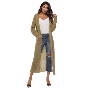 Cárdigan largo de manga larga informal de fábrica <span class=keywords><strong>para</strong></span> mujer con bolsillos, cárdigan de suéter <span class=keywords><strong>para</strong></span> mujer - Product Image 3
