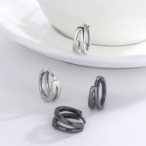 Pendientes de Aro de Plata de Ley 925 de Doble Capa, Color Negro Plateado, para Mujer y Hombre, Chapados en Rodio, Regalos para Bodas y Uso Diario - Product Image 5