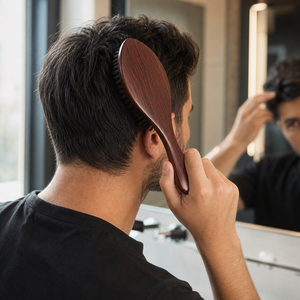 Brosse à cheveux en bois de Schima avec logo personnalisé, brosse à barbe incurvée à long manche pour hommes, brosse de coiffure pour barbier, 360 Wave - Product Image 2