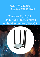 Tarjeta de Desarrollo Original ALFA AWUS1900 RTL8814AU para Mac, Linux, Kali, Raspberry Pi, GEEKS, HACKER, Red Wifi, Taiwán