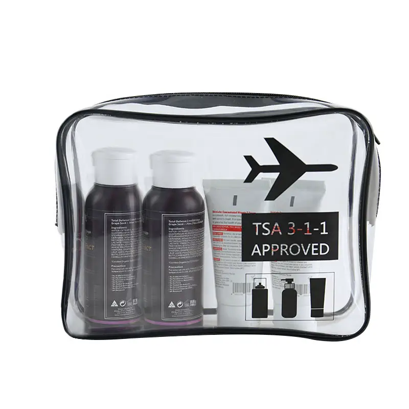 TSA Approved Clear Travel Toiletry Bag TPU Quart Sized Carry-on Cosmetic Bag Clear Travel Toiletry Bag