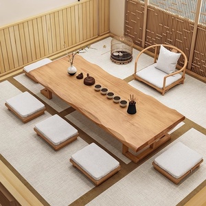 Juego de sillas de mesa de té Tatami japonés de madera maciza, mesa baja Simple, ventana flotante para Zen <span class=keywords><strong>Kung</strong></span> <span class=keywords><strong>Fu</strong></span>, <span class=keywords><strong>restaurante</strong></span>, hogar, sentado, hora del té - Product Image 4