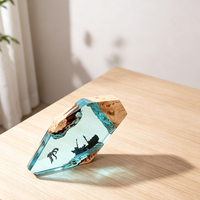 Lampe de bureau en bois et résine époxy, motif poulpe de nécropompe marine et navire coulé, filaire USB, à intensité variable, cadeau souvenir pour les amateurs de l'océan, vente en gros