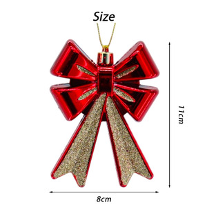 Cao cấp màu đỏ và Maroon nhựa kim loại vàng long lanh Bow hình cây giáng sinh treo trang trí cho kỳ nghỉ sang trọng trang trí - Product Image 3