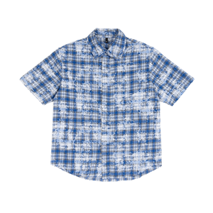 Camisa de Manga Corta a Cuadros para Hombre, 100% Poliéster, Estilo Clásico Casual de Verano, Cómoda, Transpirable, Antiencogimiento, Teñida con Hilo - Product Image 1