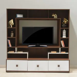 Customized Multi-function Tv Units Cabinet With Bookshelf Simple Wooden Tv Stand For Living Room Furniture Tv Furnitures