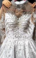 2024 mode baguettes Appliques 3D fleur grande taille personnaliser à manches longues col haut robe de bal robe de mariée robes de mariée africaines