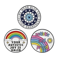 Broche émotionnelle style autisme, badge peint, accessoire vestimentaire polyvalent, épingle de col géométrique ronde arc-en-ciel, médaille