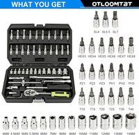 Jeu de 46 clés à cliquet à douille de 1/4 pouces avec embout métrique et barre d'extension personnalisable OEM pour usage industriel