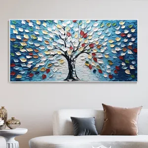 Handmade Oil Painting On Canvas Modern Wall Art Original Life Tree Abstract Landscape Palette Knife Oil Painting For Home Decor