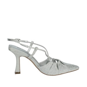 24831 con Slingback argento pump tacco alto scarpe da sposa con dita sottili e tacchi piatti chiusura Slip-On moda di alta qualità - Product Image 4