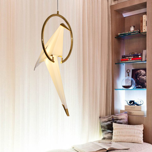 Lampadario a sospensione singolo a led origami lampadari moderni per uccelli intelligenti lampade a soffitto lampada fornitore oro - Product Image 6