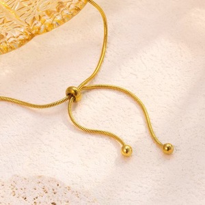 Stylish Simple Women's Snake Bone Chain Necklace 18K Gold Stainless Steel Pull-out Design Necklace <b>Bracelet</b> <b>Anklets</b> - Product Image 4